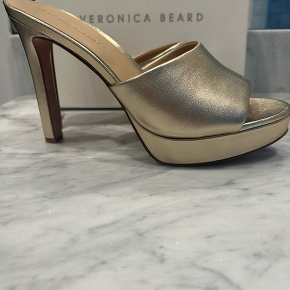 Veronica Beard Dali Platform Gold High Heel Sandals 10 - Picture 5 of 11